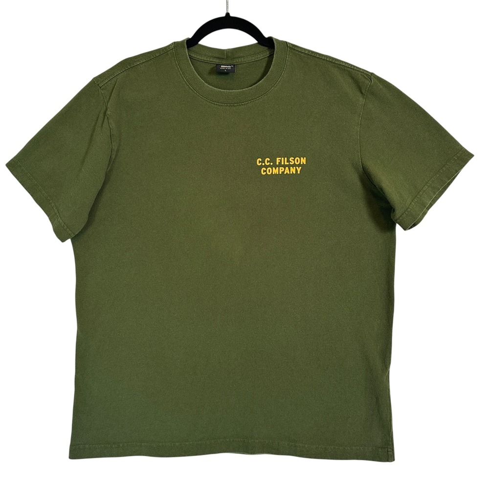 Filson T-Shirt Smokey Bear Pioneer Graphic L Heavyweight Cotton Olive Green USA